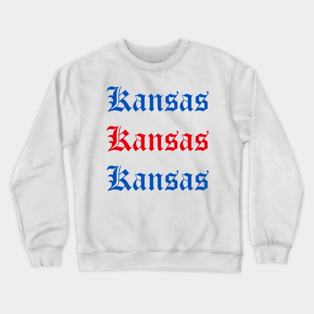 Kansas Medieval Gothic Font Crewneck Sweatshirt by sydneyurban